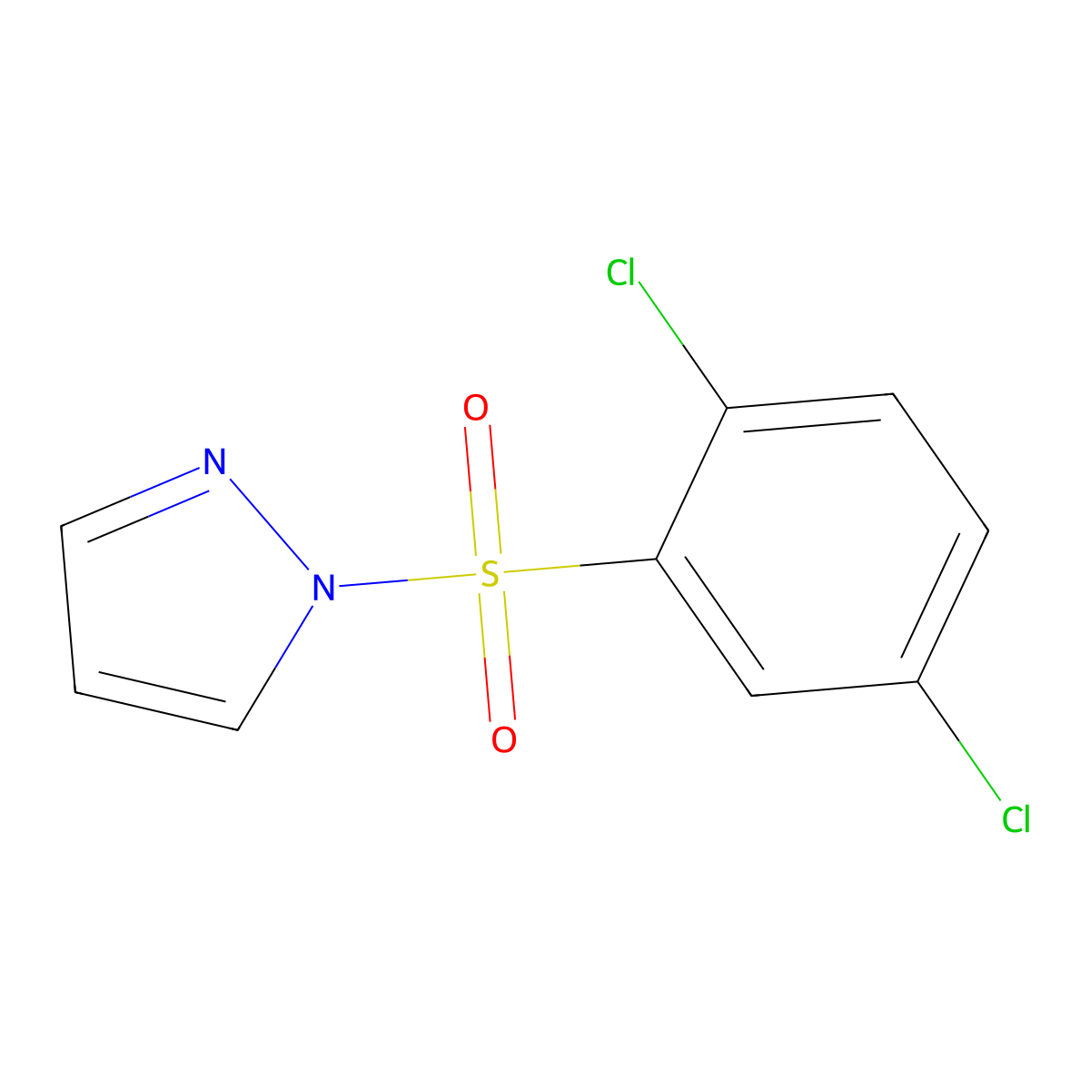 1-(2,5-Dichlorophenyl)sulfonylpyrazole molecular structure, CAS 545347-68-0