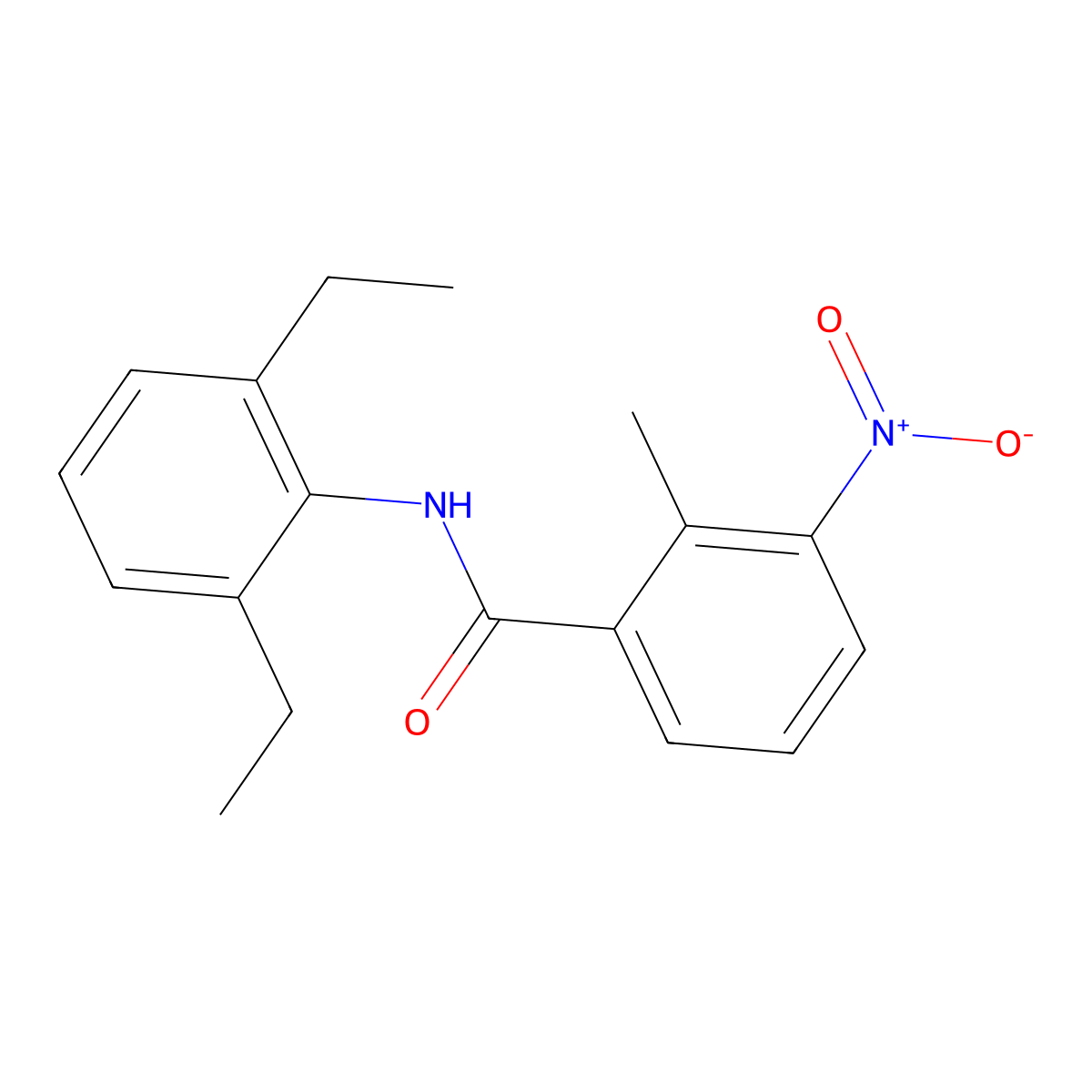 N-(2,6-diethylphenyl)-2-methyl-3-nitrobenzamide molecular structure, CAS 545347-75-9