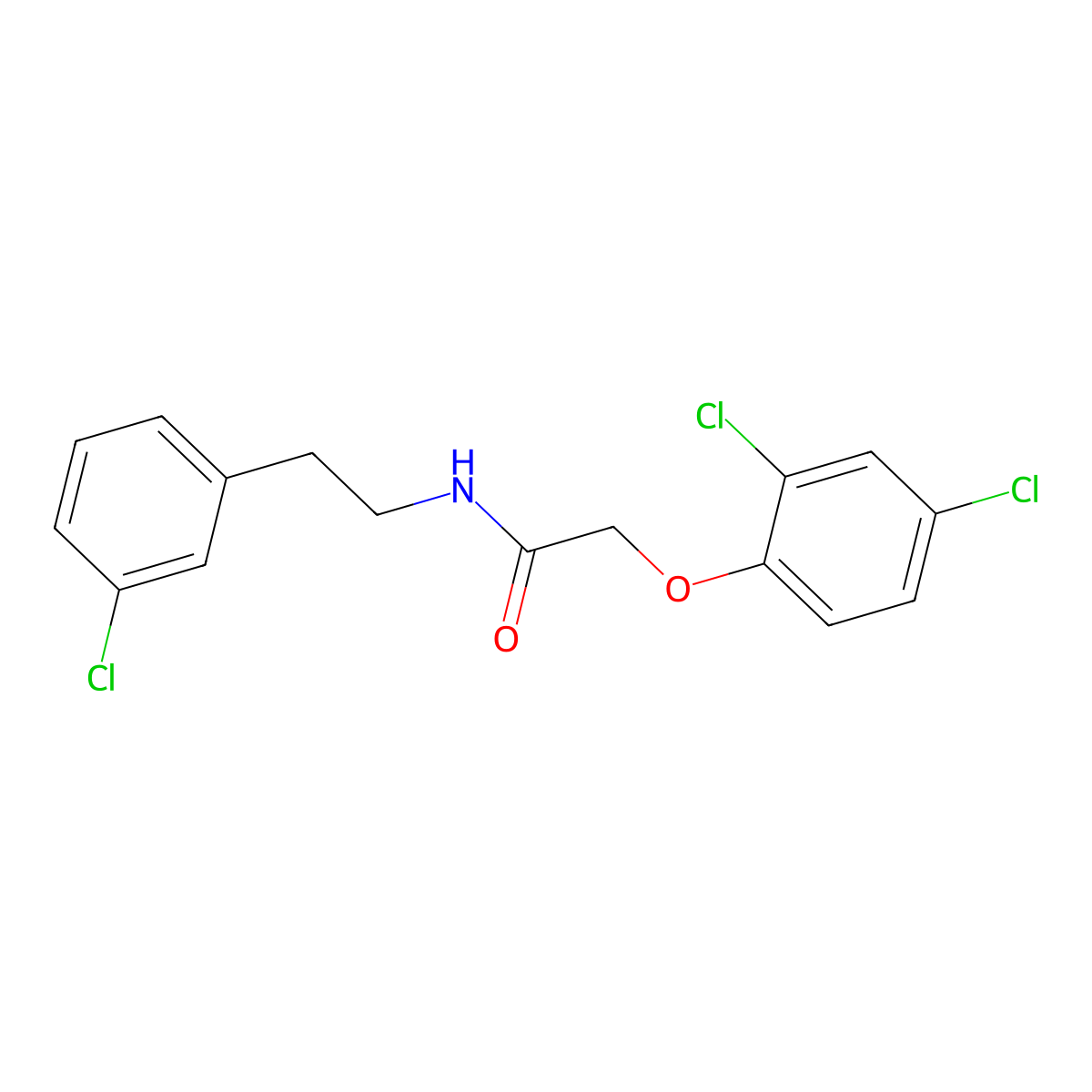 N-[2-(3-chlorophenyl)ethyl]-2-(2,4-dichlorophenoxy)acetamide molecular structure, CAS 545348-62-7