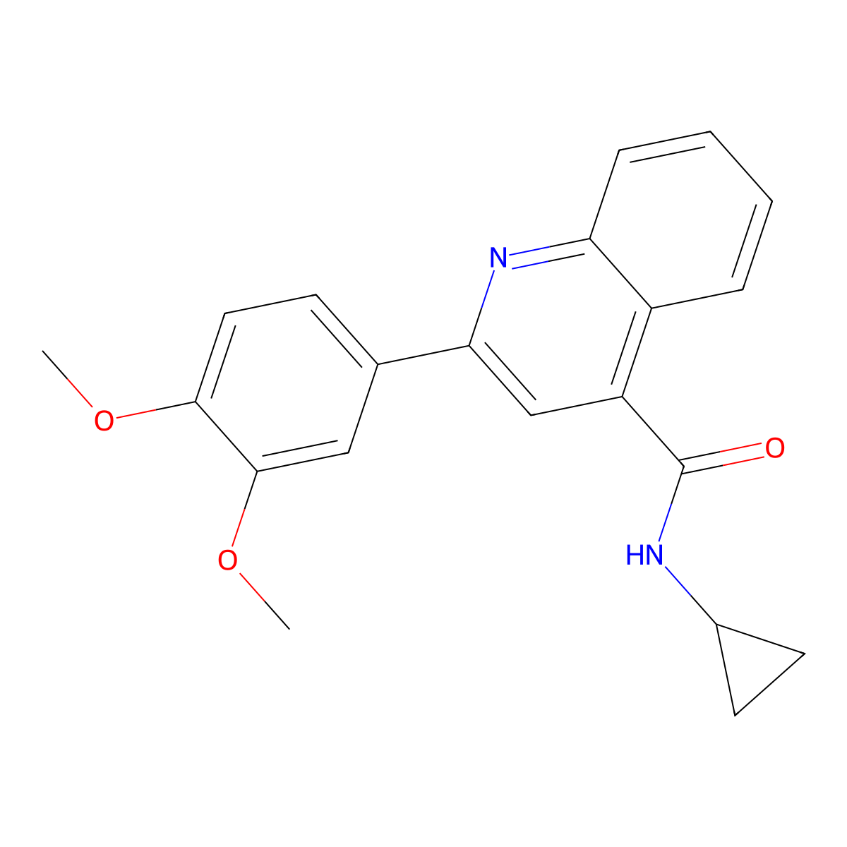 N-cyclopropyl-2-(3,4-dimethoxyphenyl)quinoline-4-carboxamide molecular structure, CAS 545348-85-4