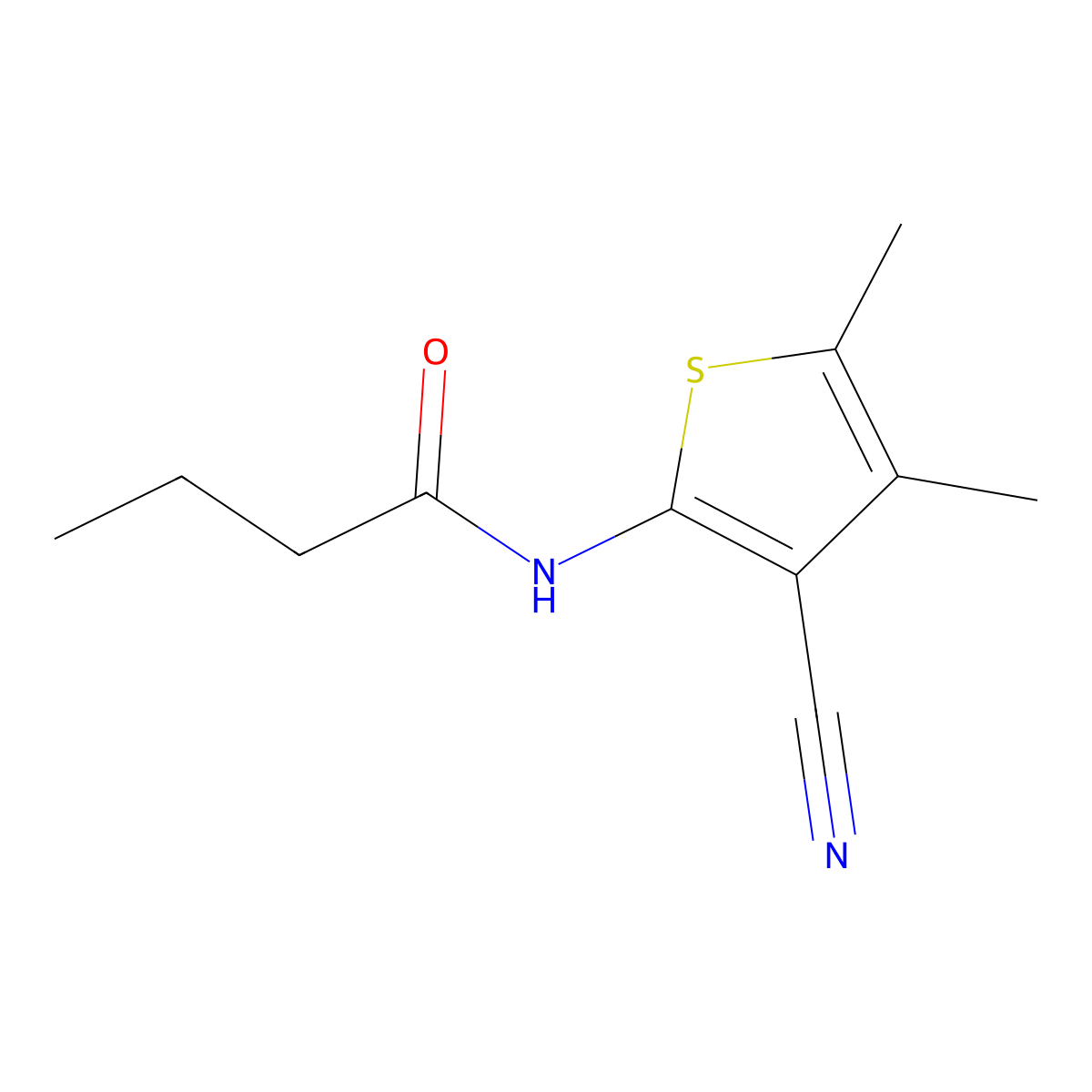N-(3-cyano-4,5-dimethylthiophen-2-yl)butanamide molecular structure, CAS 545349-09-5