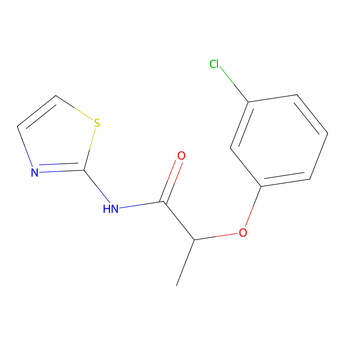 2-(3-chlorophenoxy)-N-(1,3-thiazol-2-yl)propanamide molecular structure, CAS 545349-67-5