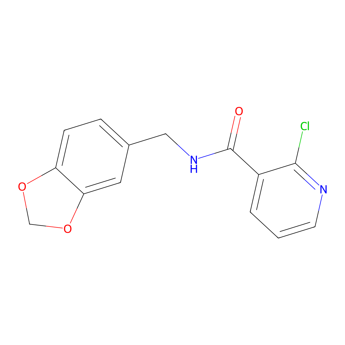 N-(1,3-benzodioxol-5-ylmethyl)-2-chloro-3-pyridinecarboxamide molecular structure, CAS 545350-52-5