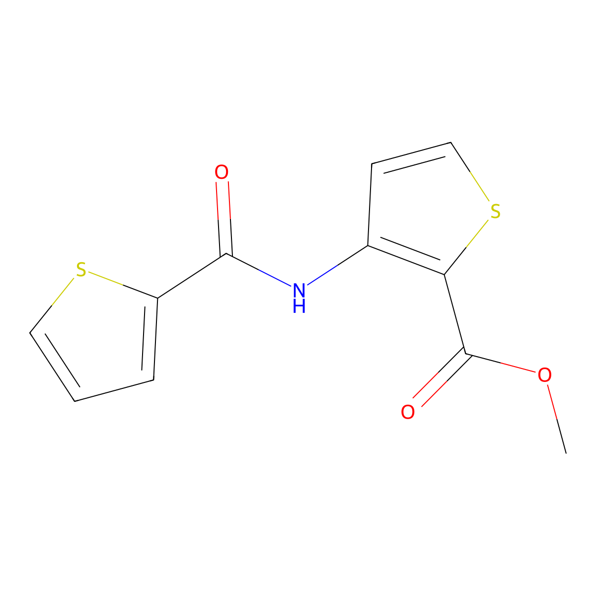 Methyl 3-(2-thienylcarbonylamino)thiophene-2-carboxylate molecular structure, CAS 545351-07-3