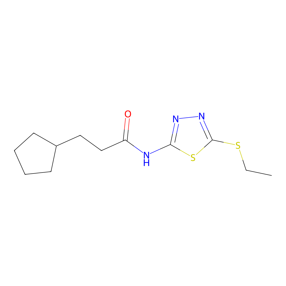 3-cyclopentyl-N-[5-(ethylsulfanyl)-1,3,4-thiadiazol-2-yl]propanamide molecular structure, CAS 545352-48-5
