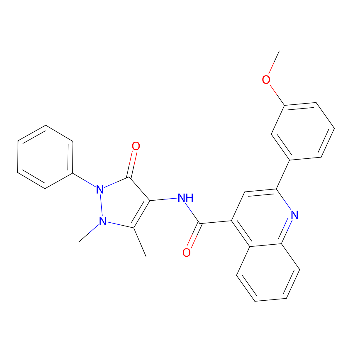 N-(1,5-dimethyl-3-oxo-2-phenylpyrazol-4-yl)-2-(3-methoxyphenyl)quinoline-4-carboxamide molecular structure, CAS 545353-00-2