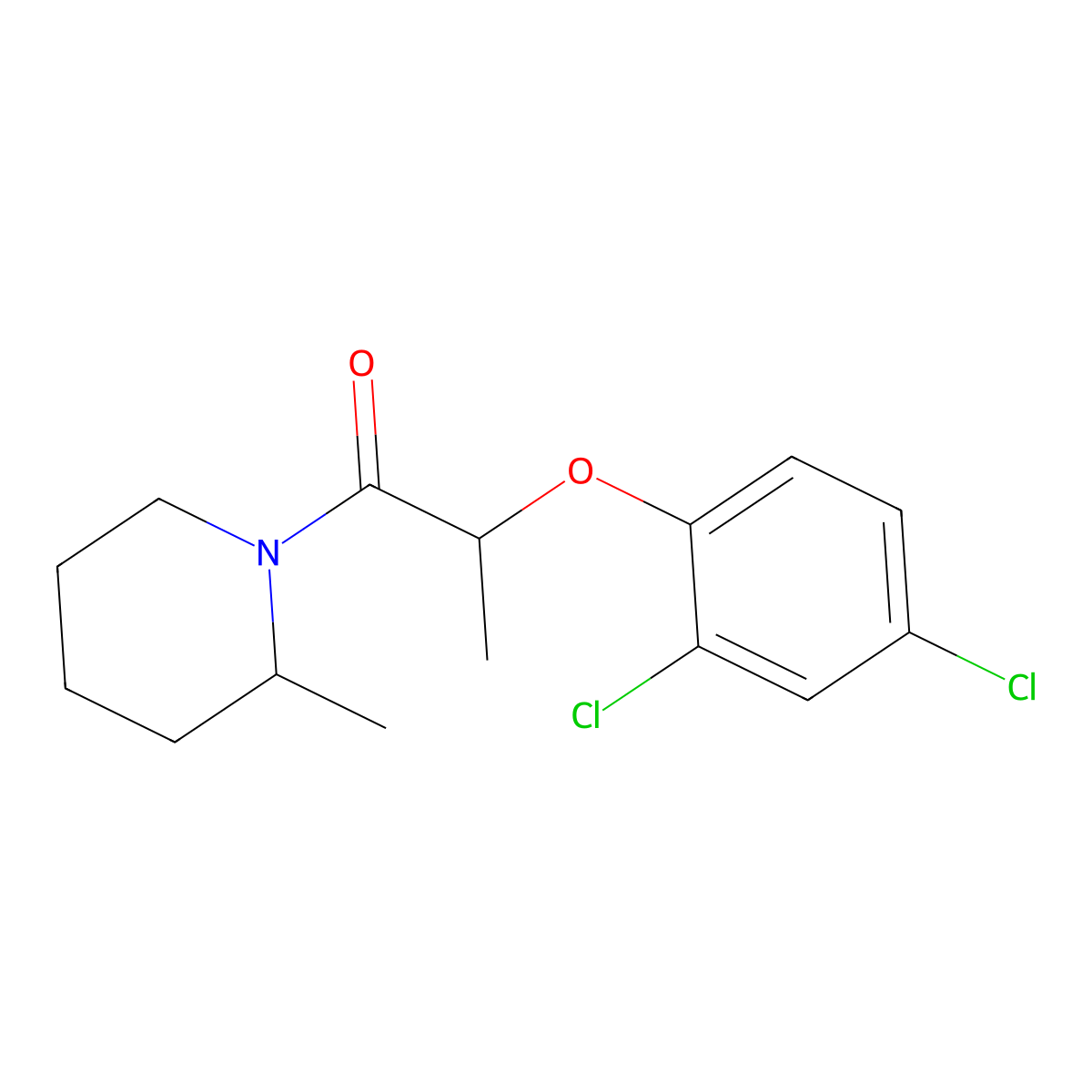2-(2,4-Dichlorophenoxy)-1-(2-methyl-1-piperidyl)-1-propanone molecular structure, CAS 545354-16-3