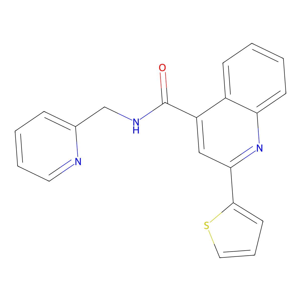 N-(pyridin-2-ylmethyl)-2-thiophen-2-ylquinoline-4-carboxamide molecular structure, CAS 545354-21-0