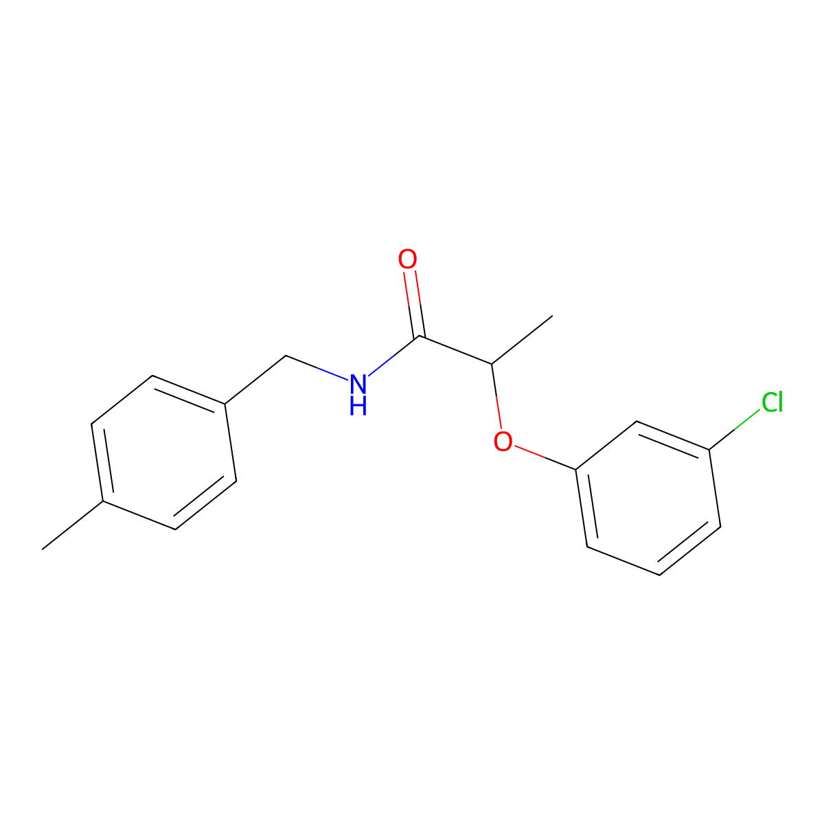 2-(3-chlorophenoxy)-N-[(4-methylphenyl)methyl]propanamide molecular structure, CAS 545354-43-6