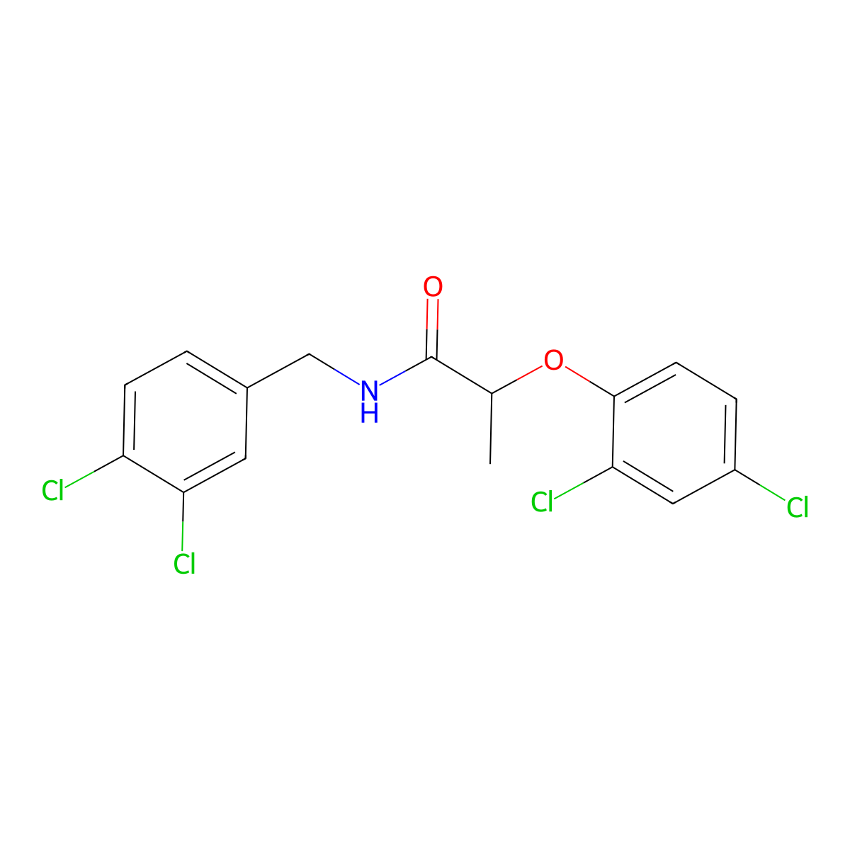 N-(3,4-dichlorobenzyl)-2-(2,4-dichlorophenoxy)propanamide molecular structure, CAS 545354-50-5