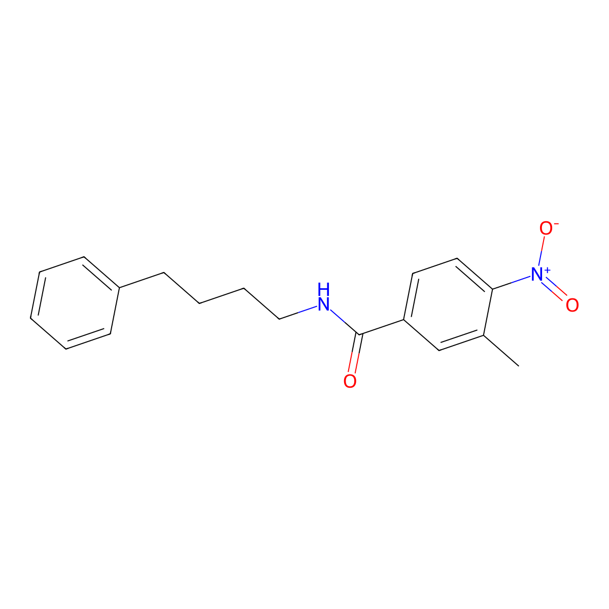 3-methyl-4-nitro-N-(4-phenylbutyl)benzamide molecular structure, CAS 545355-44-0