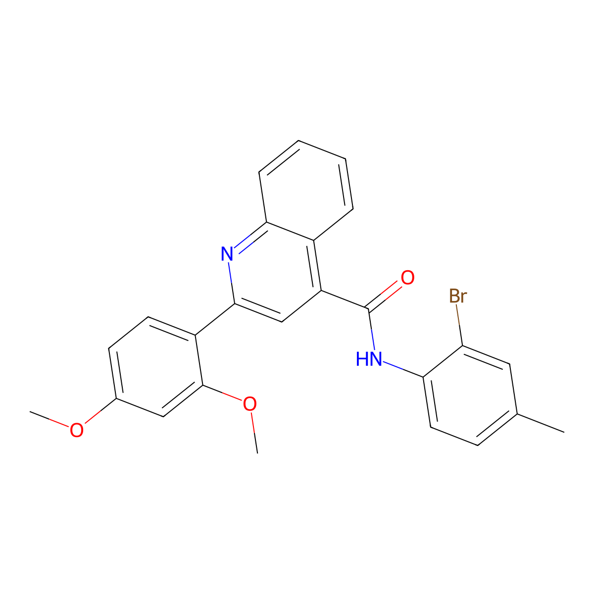 N-(2-bromo-4-methylphenyl)-2-(2,4-dimethoxyphenyl)quinoline-4-carboxamide molecular structure, CAS 545355-52-0