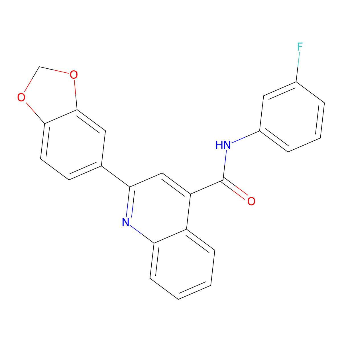 2-(1,3-benzodioxol-5-yl)-N-(3-fluorophenyl)quinoline-4-carboxamide molecular structure, CAS 545355-72-4