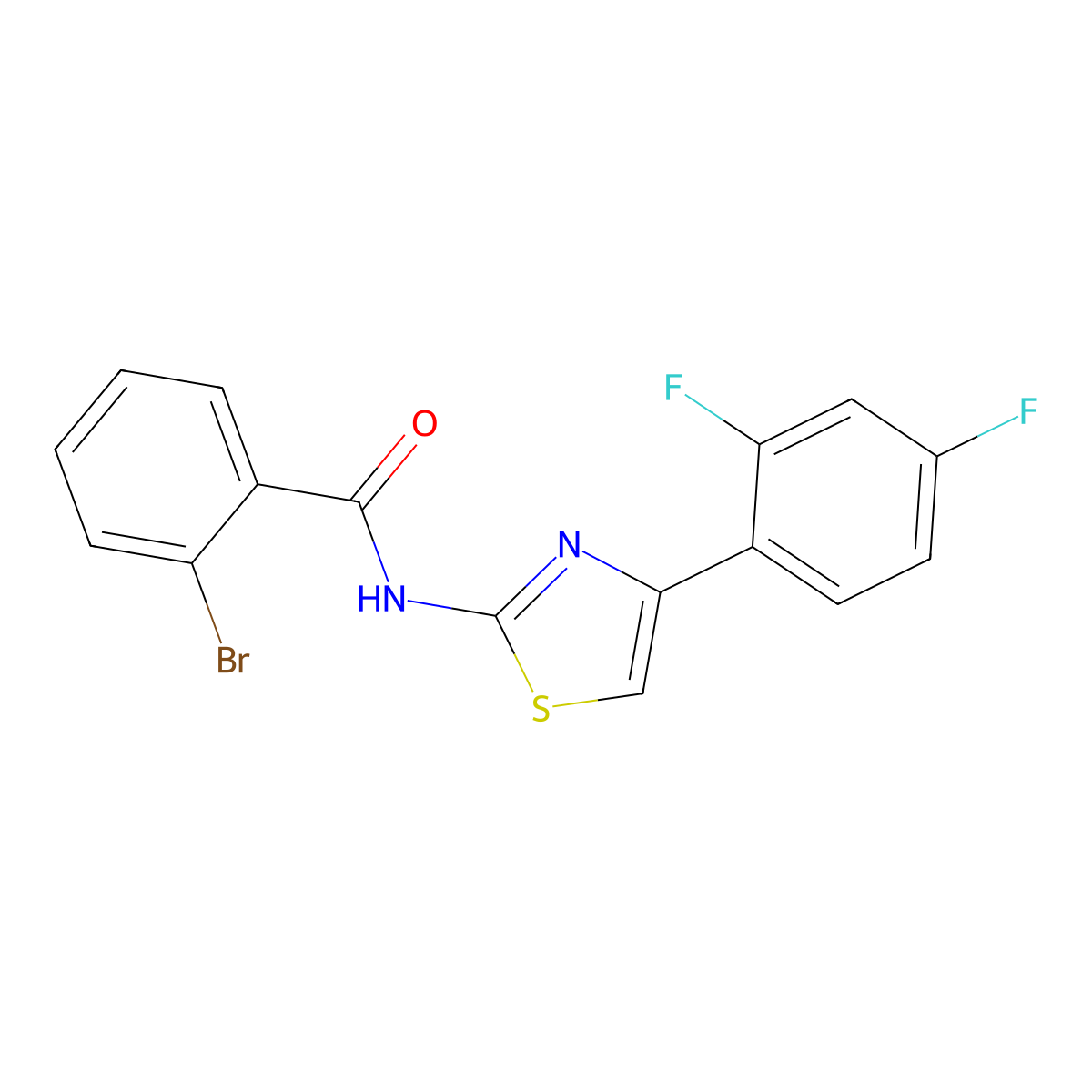 2-bromo-N-[4-(2,4-difluorophenyl)-1,3-thiazol-2-yl]benzamide molecular structure, CAS 545356-09-0