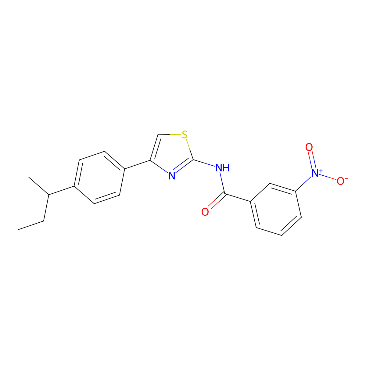 N-[4-(4-butan-2-ylphenyl)-1,3-thiazol-2-yl]-3-nitrobenzamide molecular structure, CAS 545356-55-6