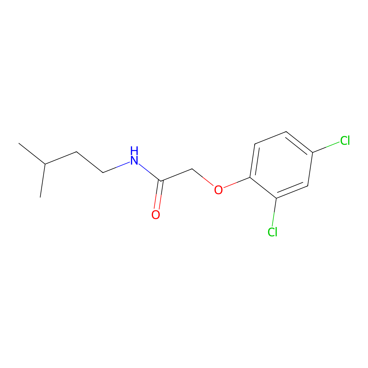 2-(2,4-dichlorophenoxy)-N-(3-methylbutyl)acetamide molecular structure, CAS 545356-93-2