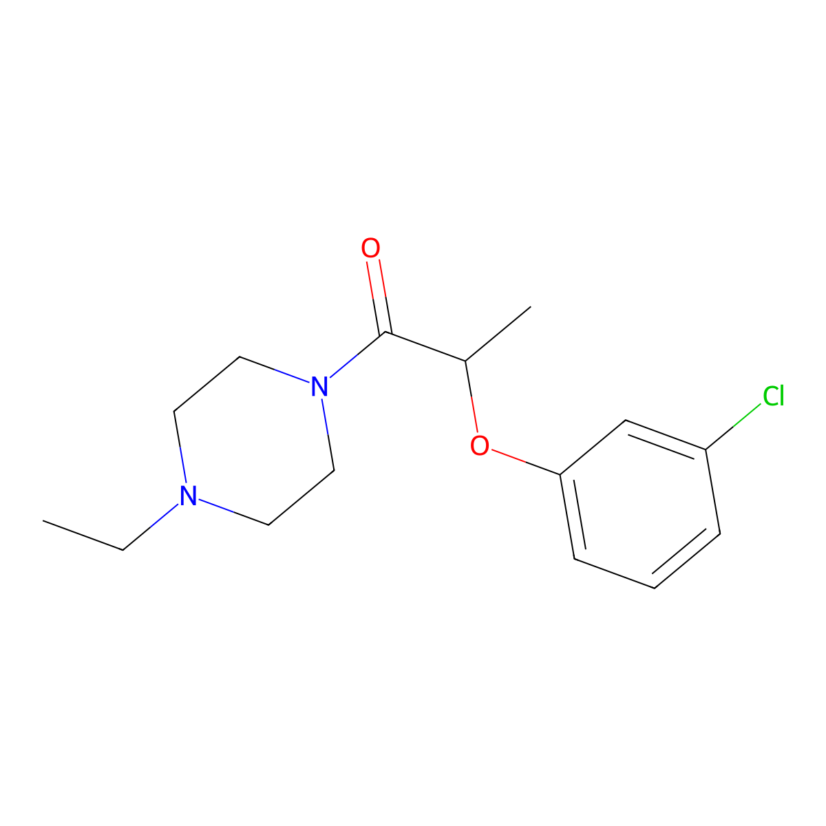 2-(3-Chlorophenoxy)-1-(4-ethylpiperazin-1-yl)propan-1-one molecular structure, CAS 545358-15-4