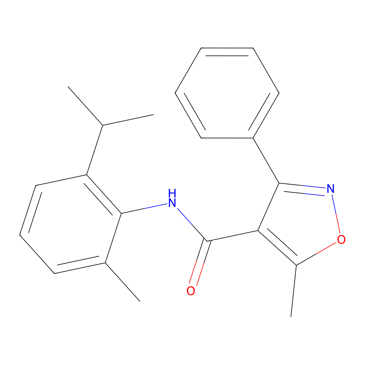 5-methyl-N-(2-methyl-6-propan-2-ylphenyl)-3-phenyl-1,2-oxazole-4-carboxamide molecular structure, CAS 545358-32-5