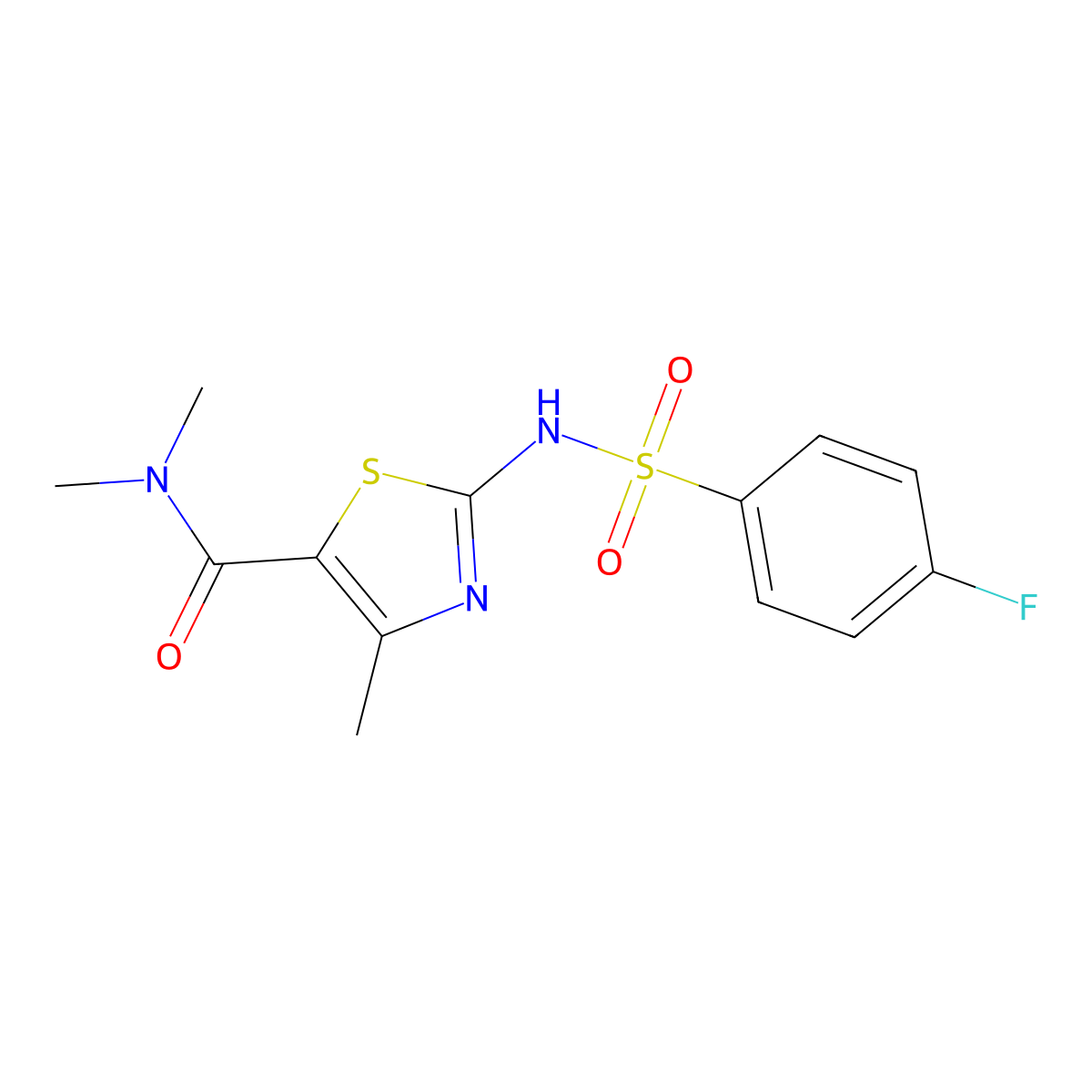2-[(4-fluorophenyl)sulfonylamino]-N,N,4-trimethyl-1,3-thiazole-5-carboxamide molecular structure, CAS 545358-35-8
