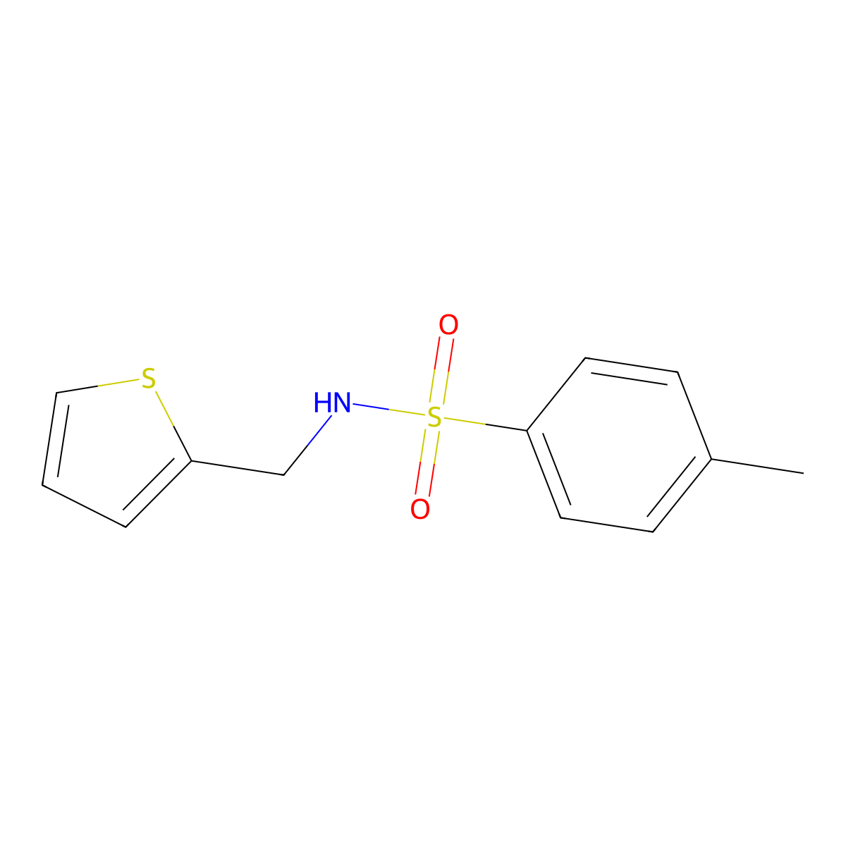 4-methyl-N-(thiophen-2-ylmethyl)benzenesulfonamide molecular structure, CAS 545358-50-7