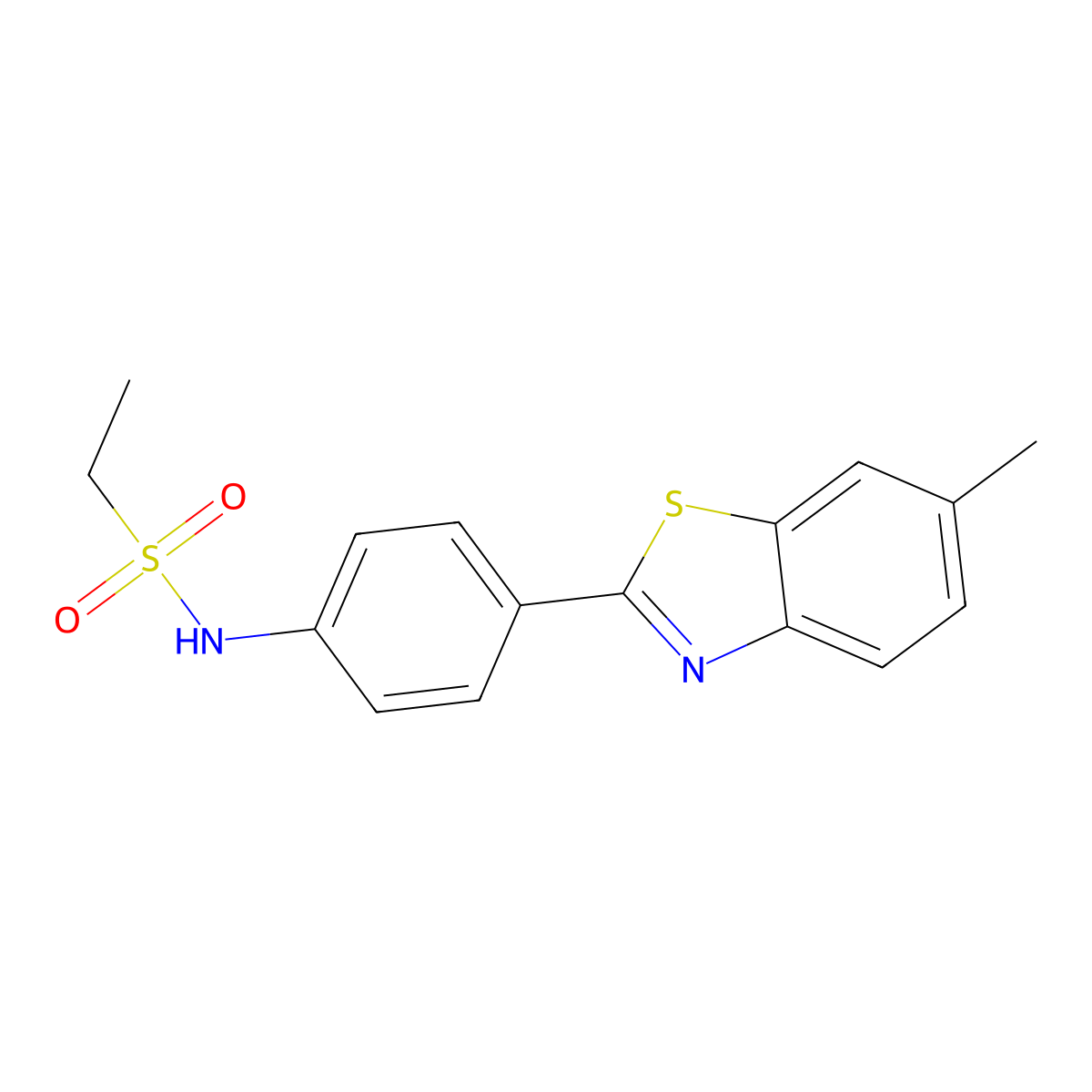 N-[4-(6-methyl-1,3-benzothiazol-2-yl)phenyl]ethanesulfonamide molecular structure, CAS 545359-38-4