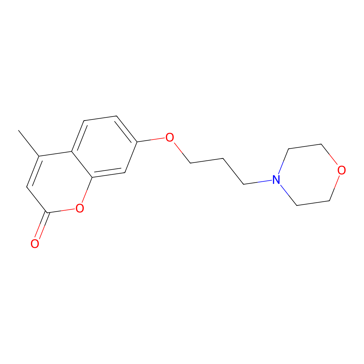 2H-1-Benzopyran-2-one, 4-methyl-7-(3-(4-morpholinyl)propoxy)- molecular structure, CAS 54536-32-2