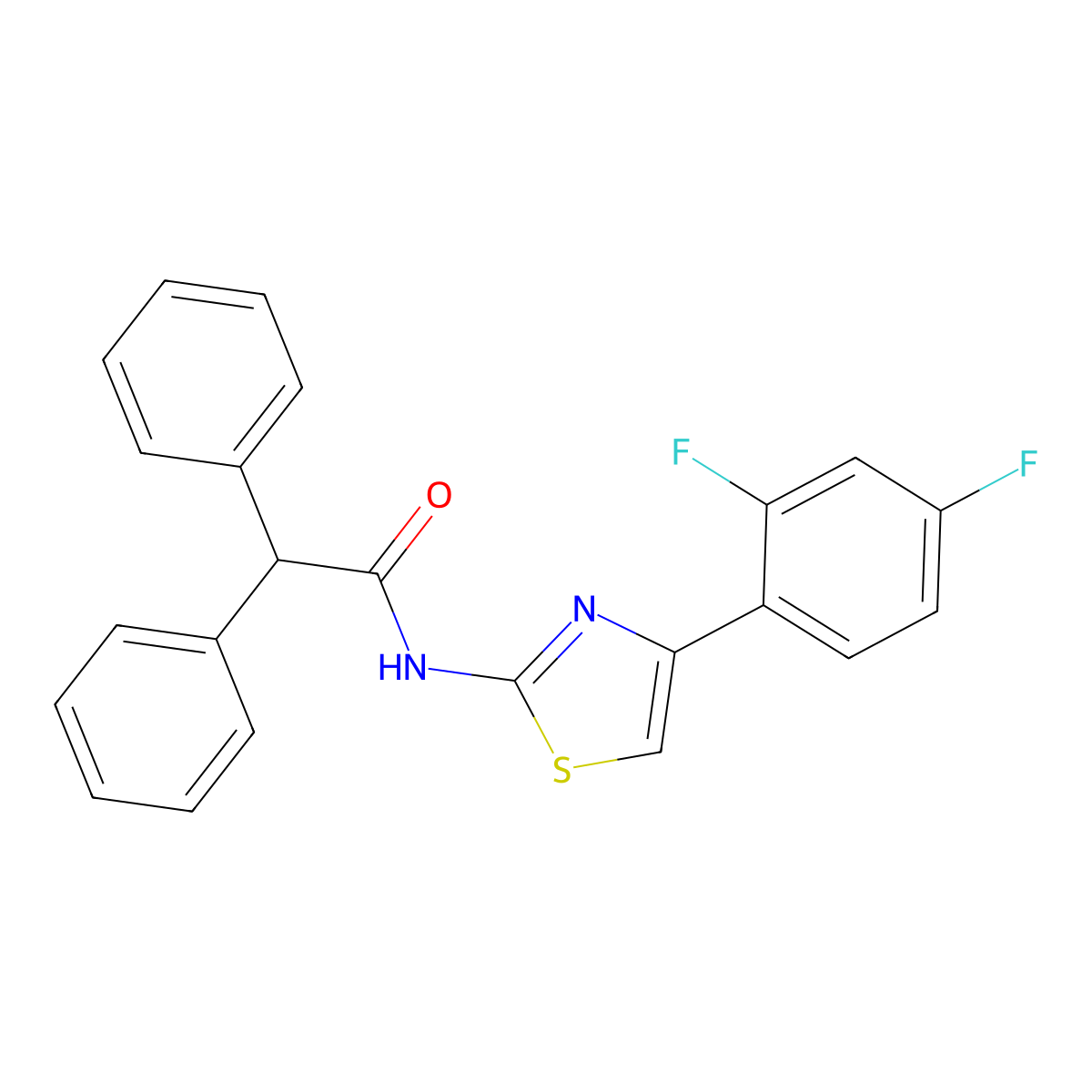 N-[4-(2,4-difluorophenyl)-1,3-thiazol-2-yl]-2,2-diphenylacetamide molecular structure, CAS 545360-54-1