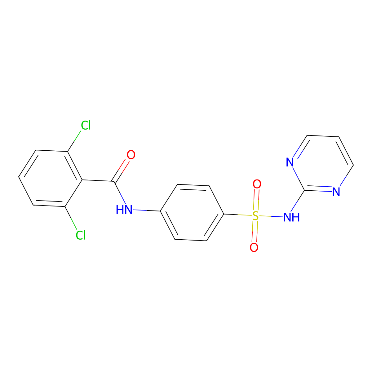 2,6-dichloro-N-[4-(pyrimidin-2-ylsulfamoyl)phenyl]benzamide molecular structure, CAS 545360-79-0