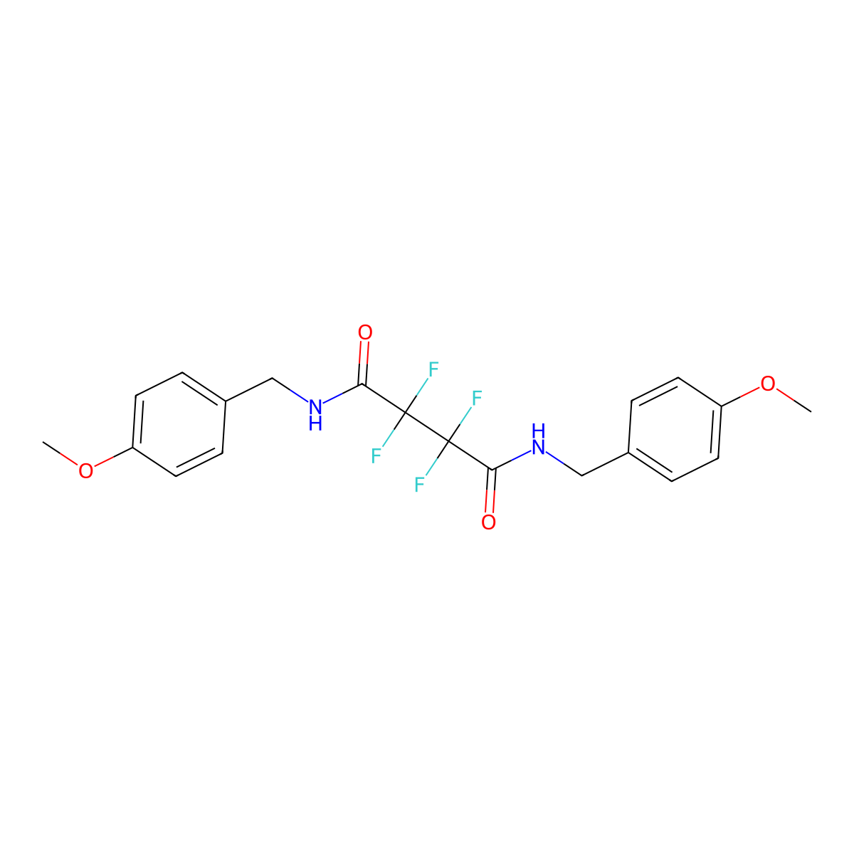 2,2,3,3-tetrafluoro-N,N'-bis[(4-methoxyphenyl)methyl]butanediamide molecular structure, CAS 545361-96-4