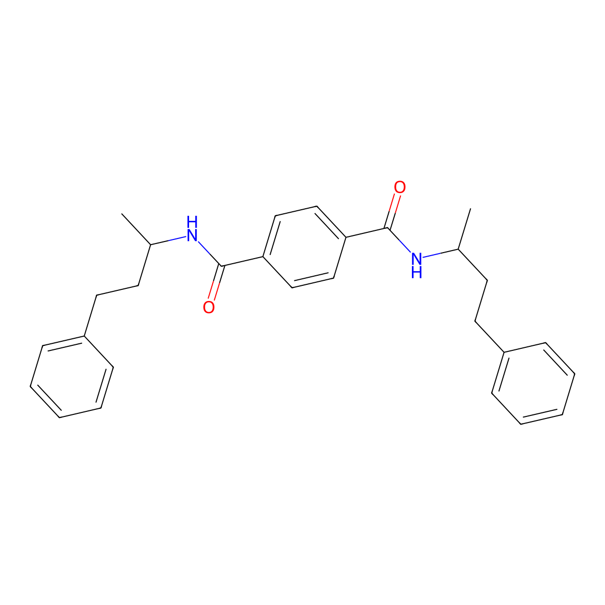 N~1~,N~4~-bis(1-methyl-3-phenylpropyl)terephthalamide molecular structure, CAS 545362-09-2