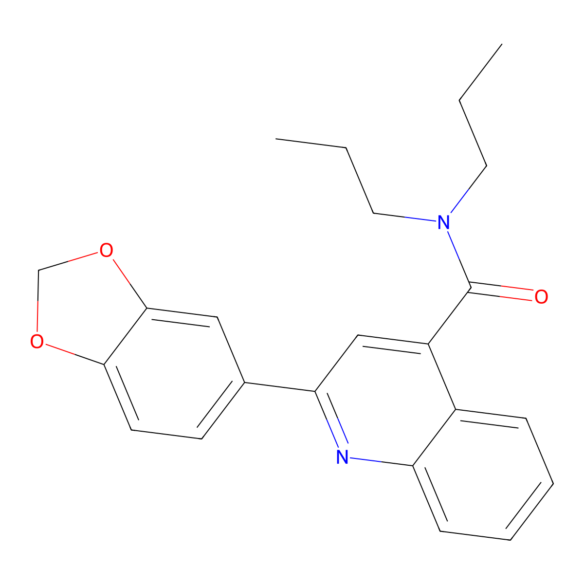 2-(1,3-benzodioxol-5-yl)-N,N-dipropylquinoline-4-carboxamide molecular structure, CAS 545362-62-7