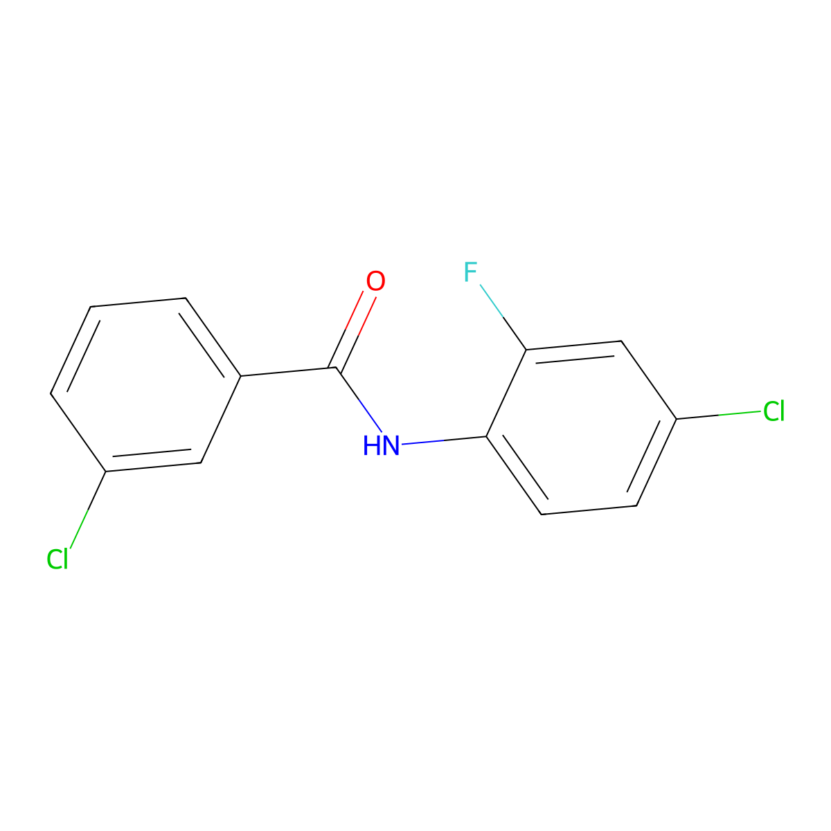 3-chloro-N-(4-chloro-2-fluorophenyl)benzamide molecular structure, CAS 545362-74-1
