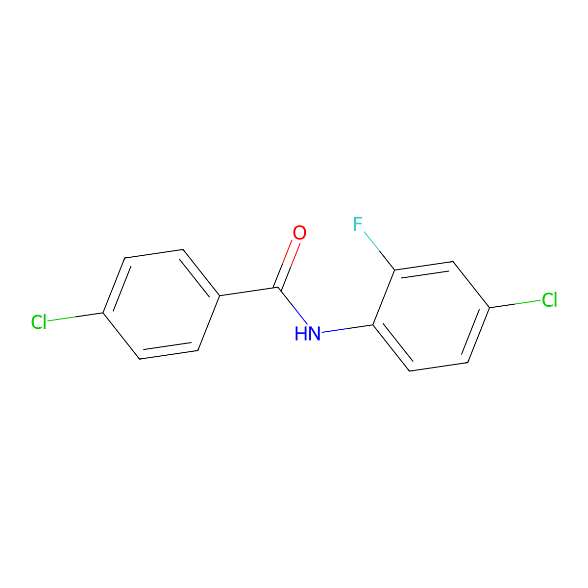 4-chloro-N-(4-chloro-2-fluorophenyl)benzamide molecular structure, CAS 545362-76-3
