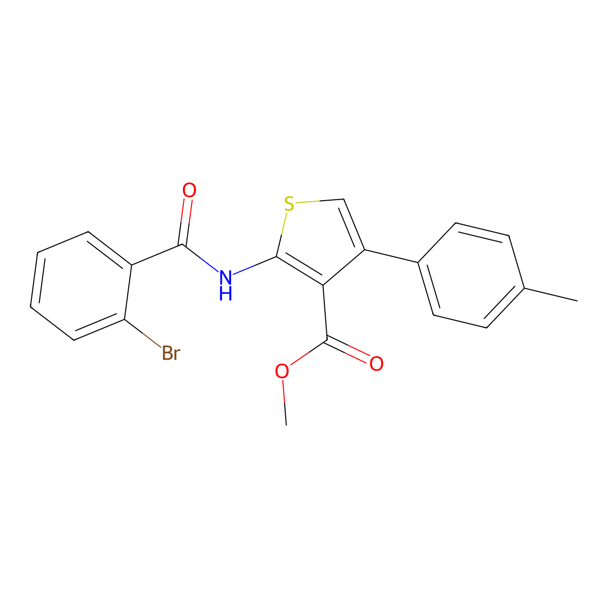 Methyl 2-[(2-bromobenzoyl)amino]-4-(4-methylphenyl)thiophene-3-carboxylate molecular structure, CAS 545362-87-6