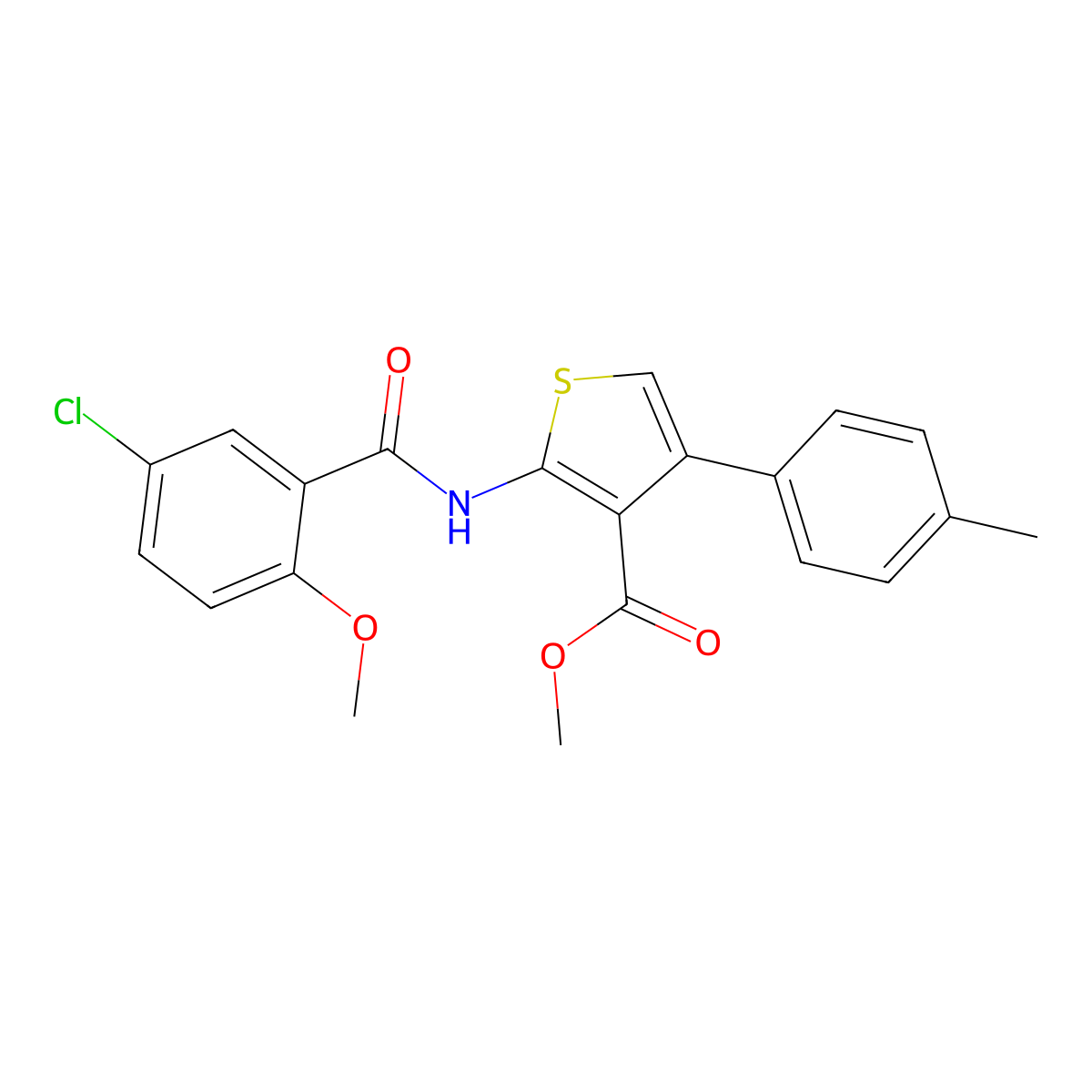 Methyl 2-[(5-chloro-2-methoxybenzoyl)amino]-4-(4-methylphenyl)thiophene-3-carboxylate molecular structure, CAS 545363-33-5