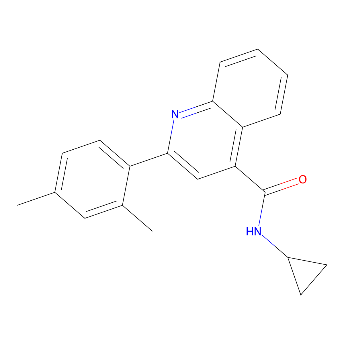 N-cyclopropyl-2-(2,4-dimethylphenyl)quinoline-4-carboxamide molecular structure, CAS 545365-68-2