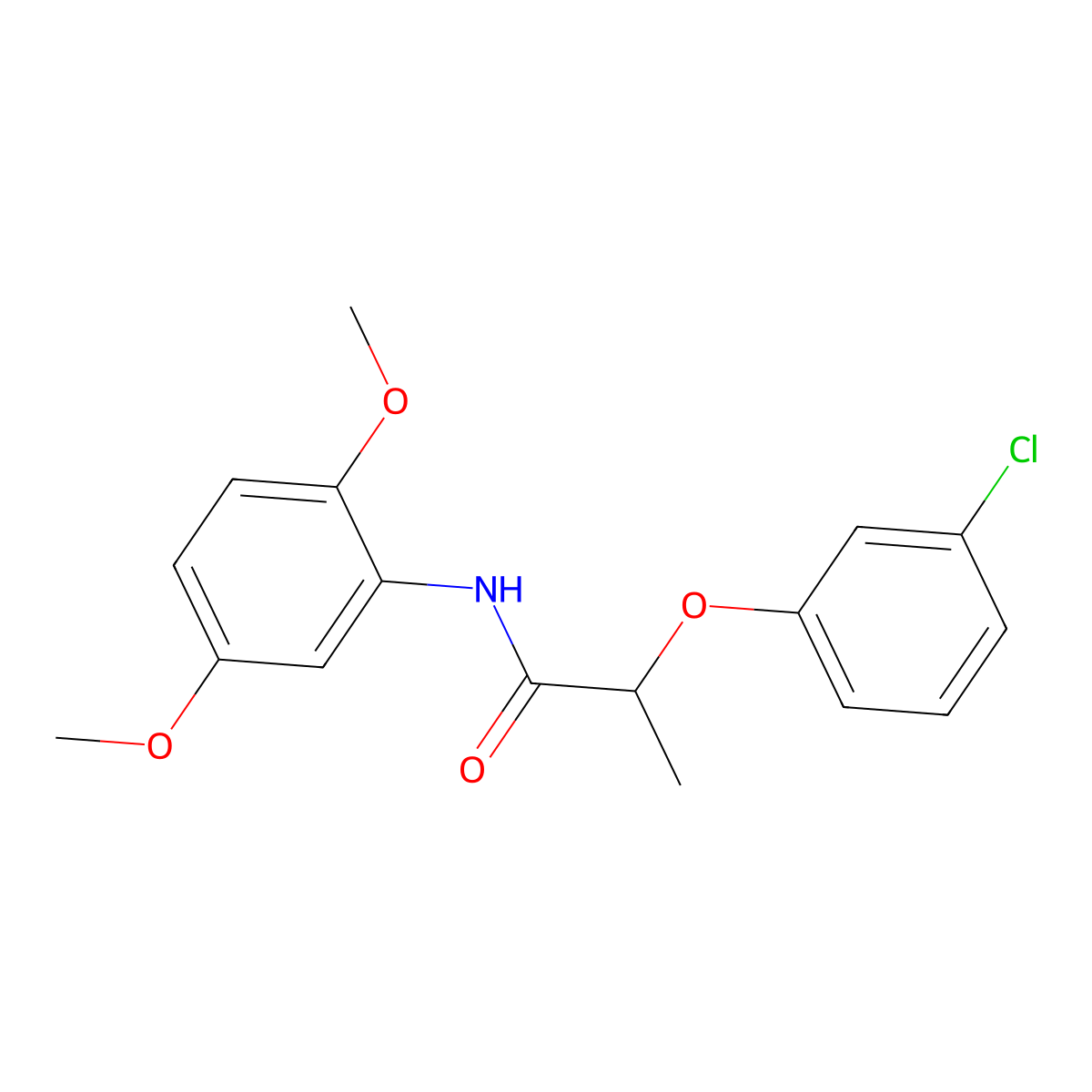 2-(3-chlorophenoxy)-N-(2,5-dimethoxyphenyl)propanamide molecular structure, CAS 545367-26-8