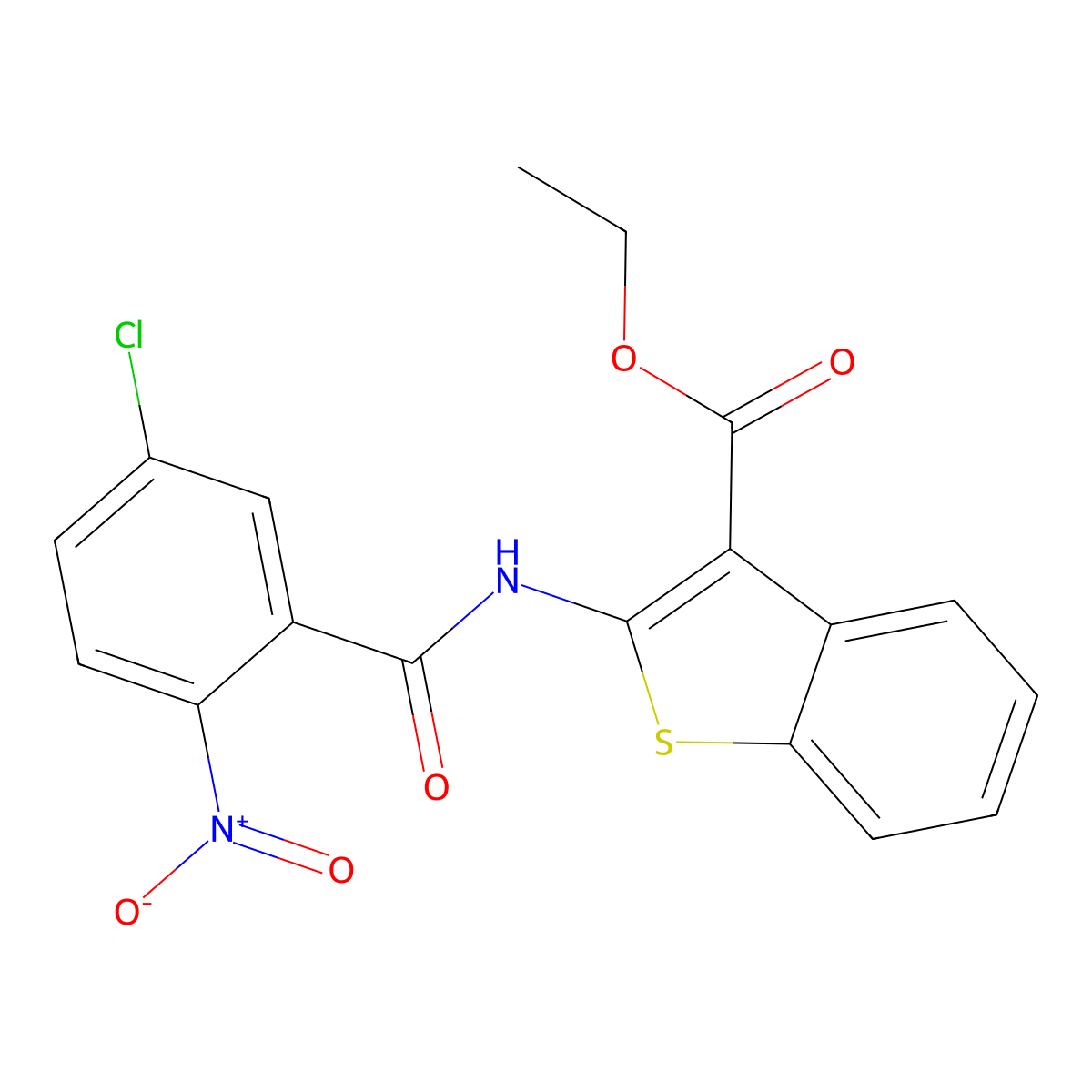Ethyl 2-[(5-chloro-2-nitrobenzoyl)amino]-1-benzothiophene-3-carboxylate molecular structure, CAS 545369-85-5