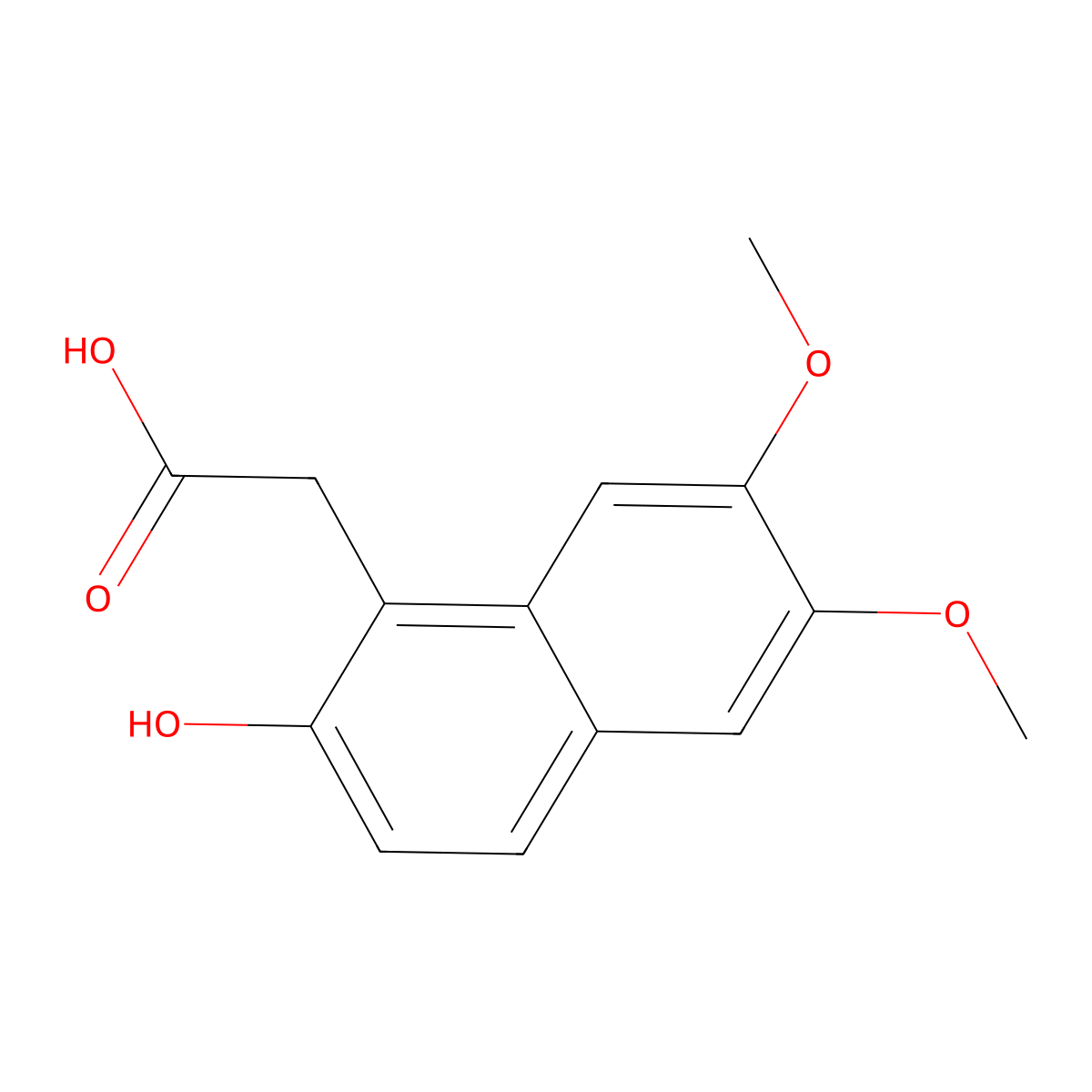 2-(2-Hydroxy-6,7-dimethoxynaphthalen-1-yl)acetic acid molecular structure, CAS 54537-76-7