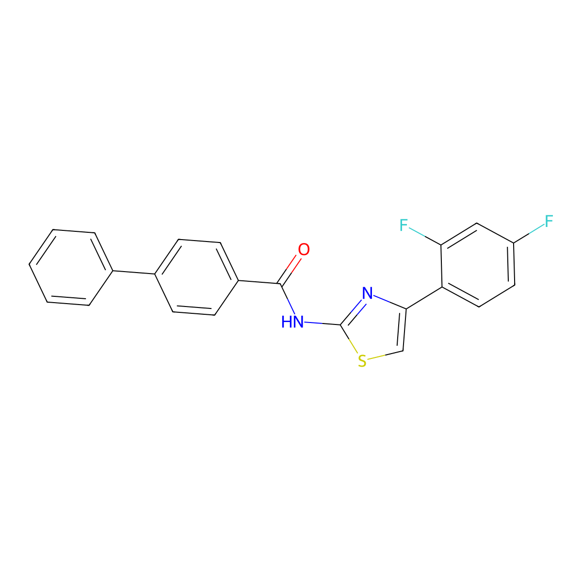 N-[4-(2,4-difluorophenyl)-1,3-thiazol-2-yl]-4-phenylbenzamide molecular structure, CAS 545370-04-5