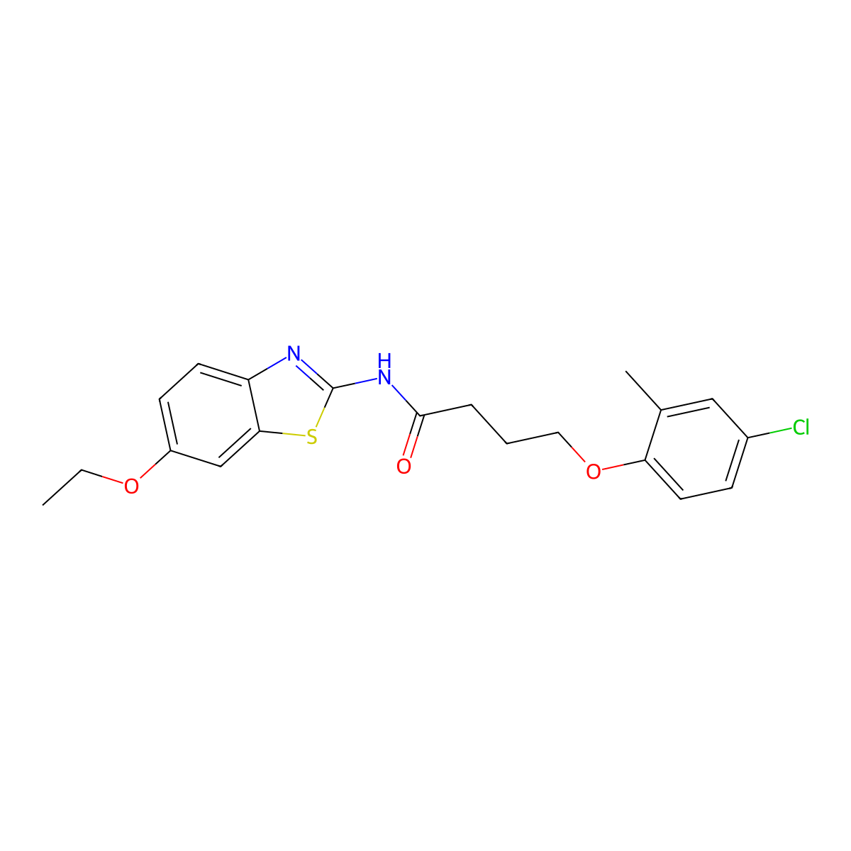 4-(4-chloro-2-methylphenoxy)-N-(6-ethoxy-1,3-benzothiazol-2-yl)butanamide molecular structure, CAS 545370-27-2