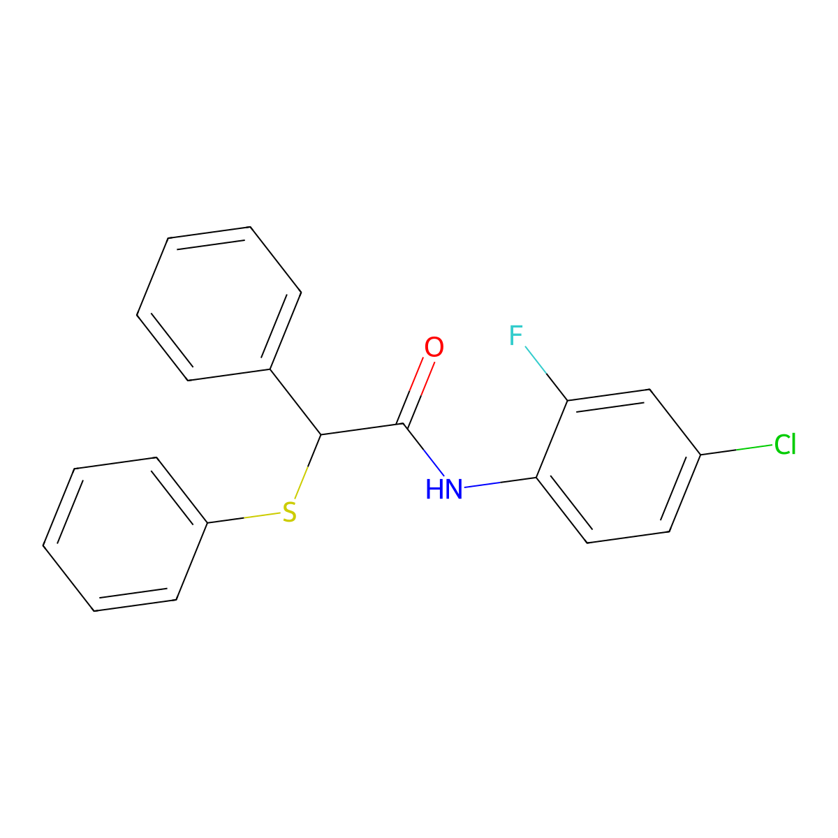 N-(4-chloro-2-fluorophenyl)-2-phenyl-2-(phenylsulfanyl)acetamide molecular structure, CAS 545370-64-7