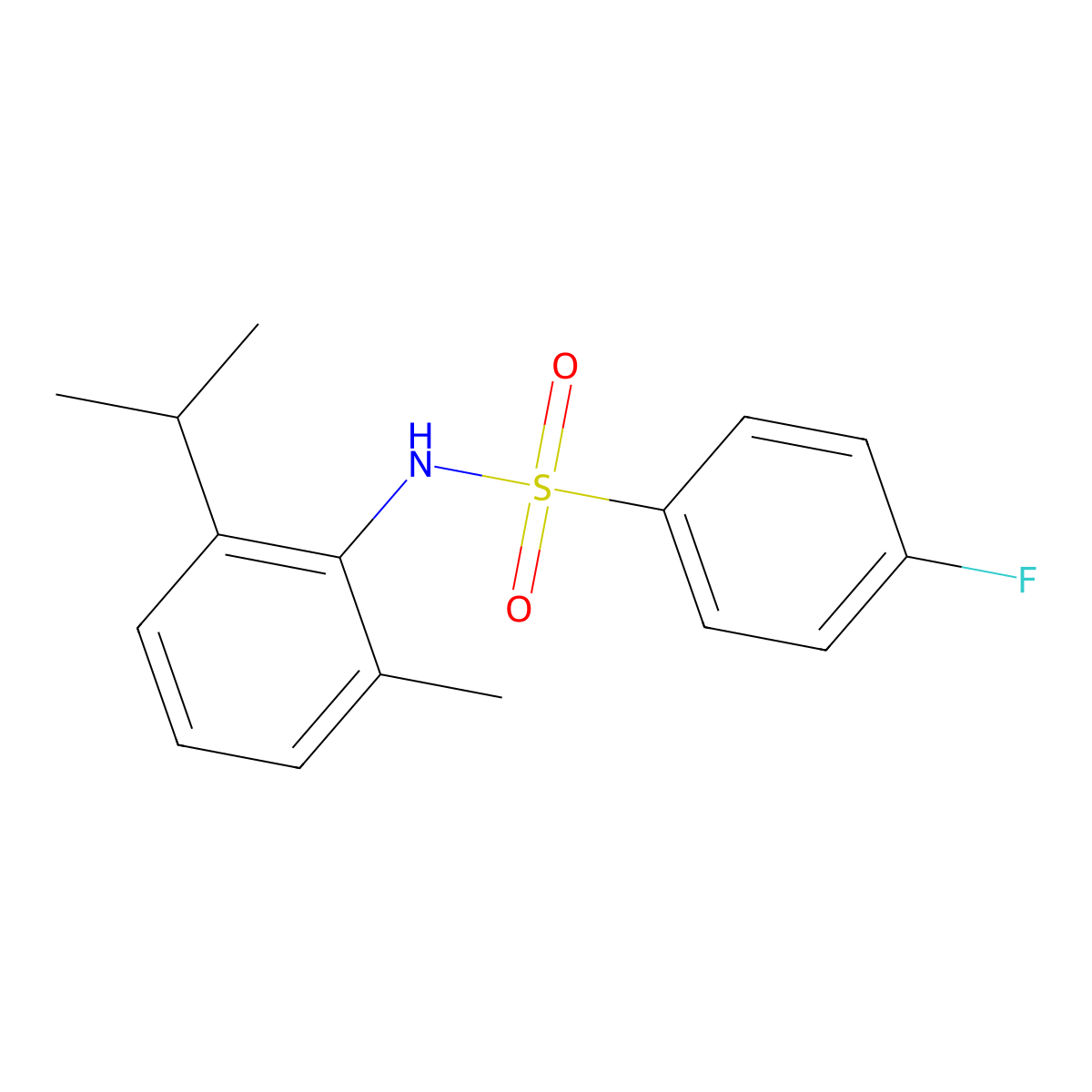 4-fluoro-N-(2-isopropyl-6-methylphenyl)benzenesulfonamide molecular structure, CAS 545370-76-1