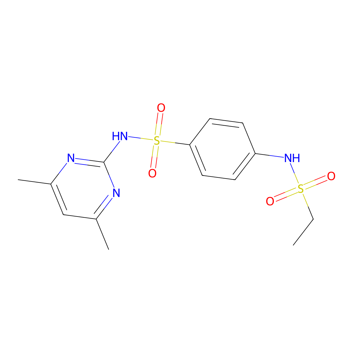 N-(4,6-dimethylpyrimidin-2-yl)-4-(ethylsulfonylamino)benzenesulfonamide molecular structure, CAS 545371-63-9