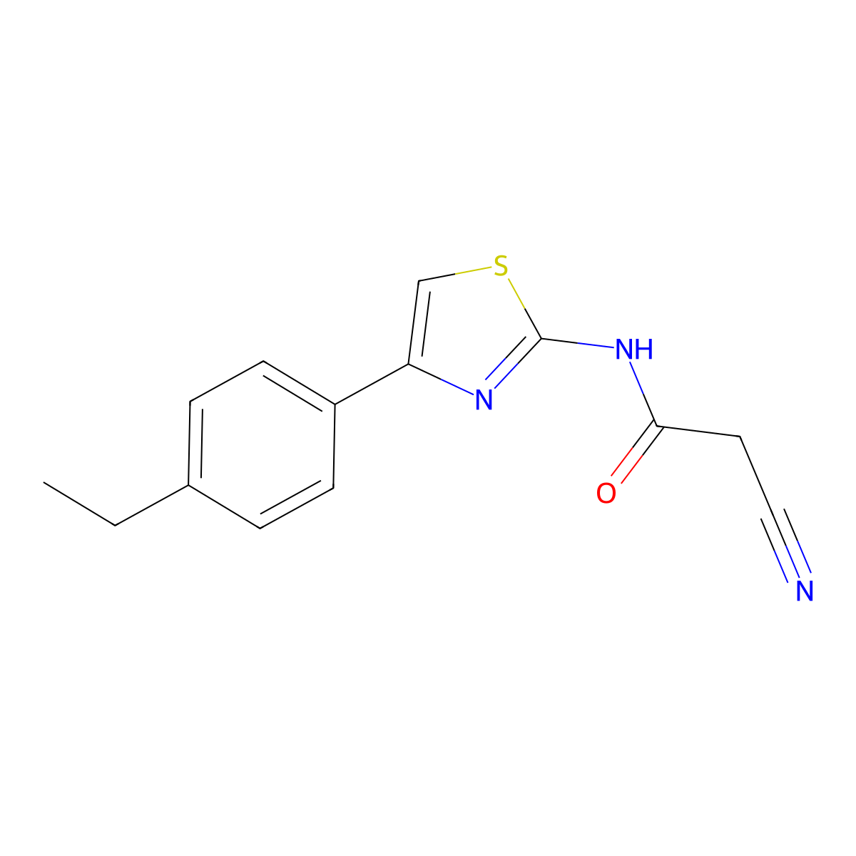 2-cyano-N-[4-(4-ethylphenyl)-1,3-thiazol-2-yl]acetamide molecular structure, CAS 545372-74-5