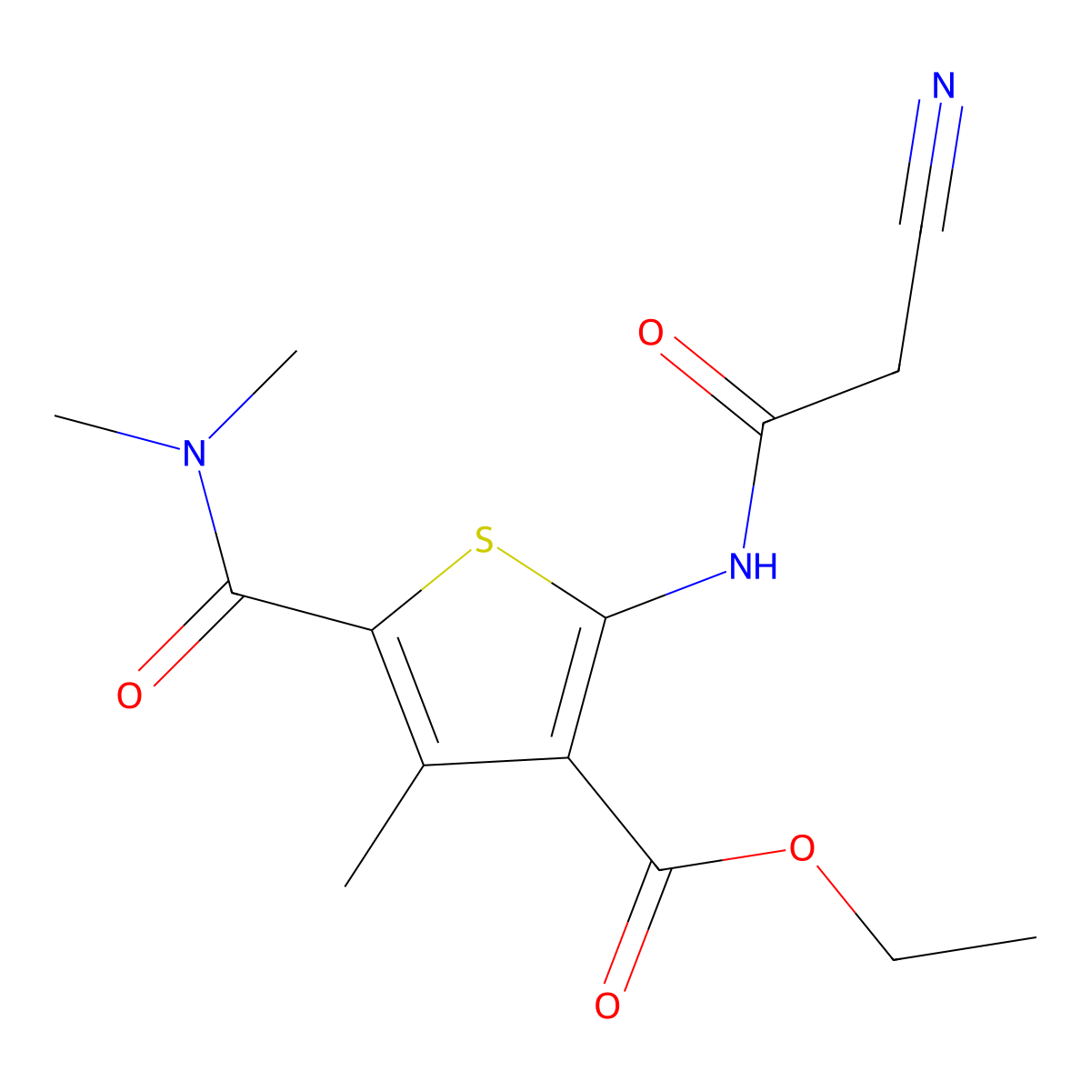 Ethyl 2-[(cyanoacetyl)amino]-5-[(dimethylamino)carbonyl]-4-methylthiophene-3-carboxylate molecular structure, CAS 545372-76-7