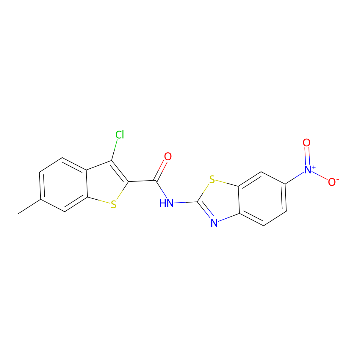 3-chloro-6-methyl-N-(6-nitro-1,3-benzothiazol-2-yl)-1-benzothiophene-2-carboxamide molecular structure, CAS 545373-00-0