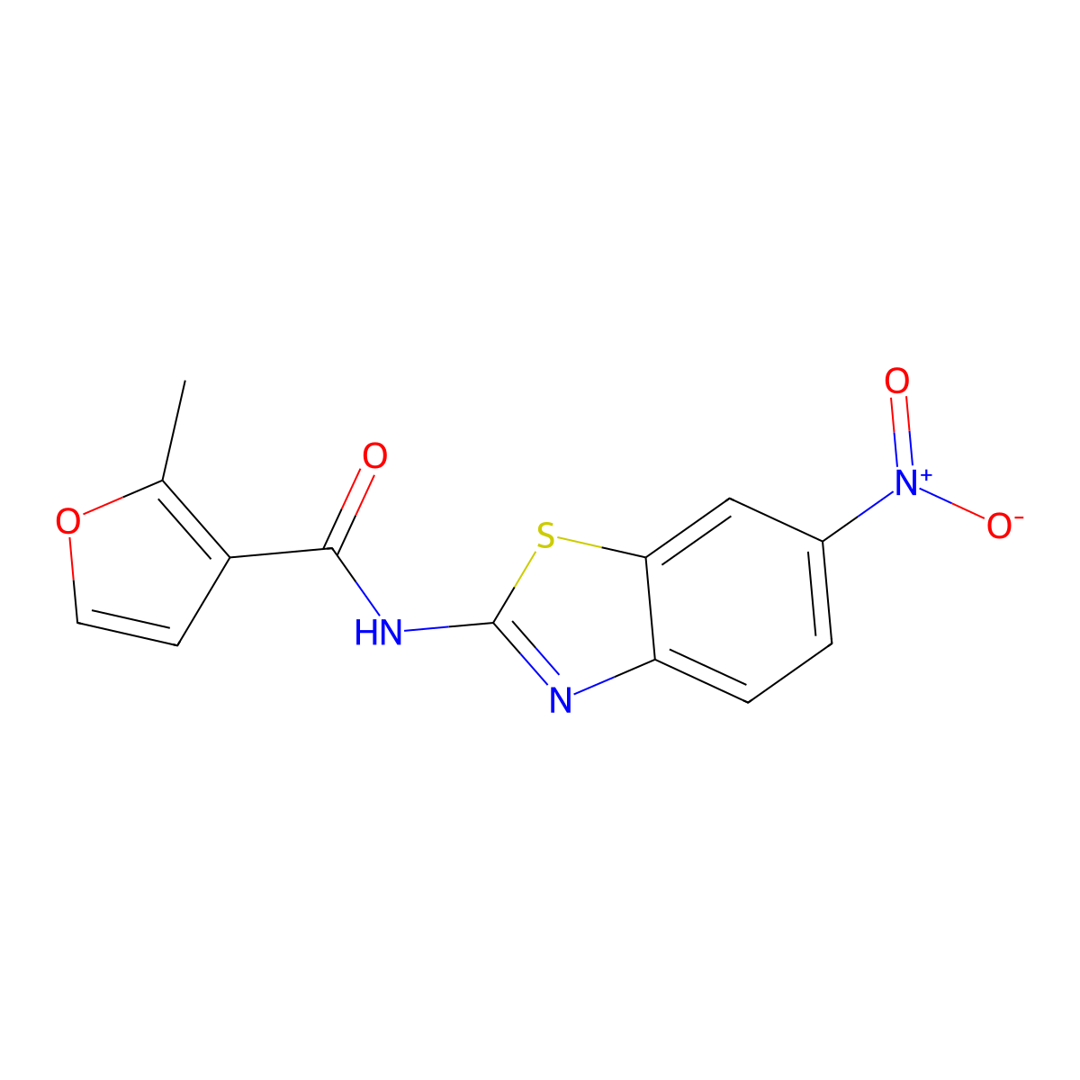 2-methyl-N-(6-nitro-1,3-benzothiazol-2-yl)furan-3-carboxamide molecular structure, CAS 545374-46-7