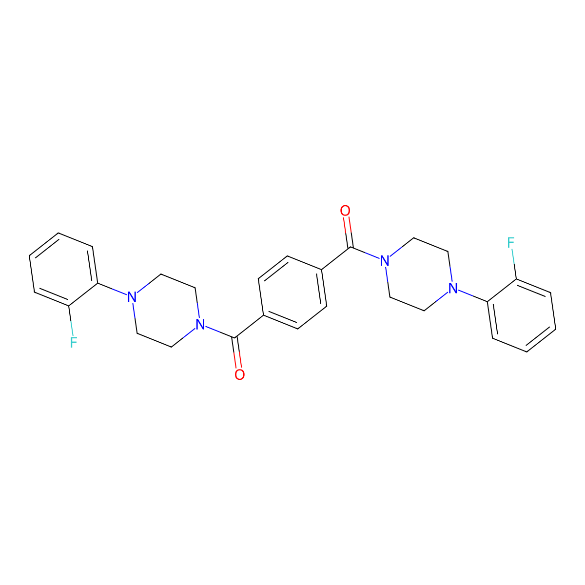 [4-[4-(2-Fluorophenyl)piperazine-1-carbonyl]phenyl]-[4-(2-fluorophenyl)piperazin-1-yl]methanone molecular structure, CAS 545380-88-9