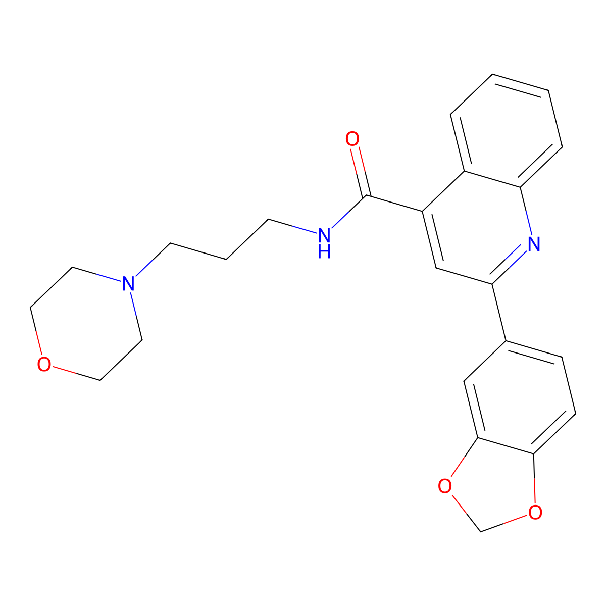 2-(1,3-benzodioxol-5-yl)-N-(3-morpholin-4-ylpropyl)quinoline-4-carboxamide molecular structure, CAS 545381-39-3